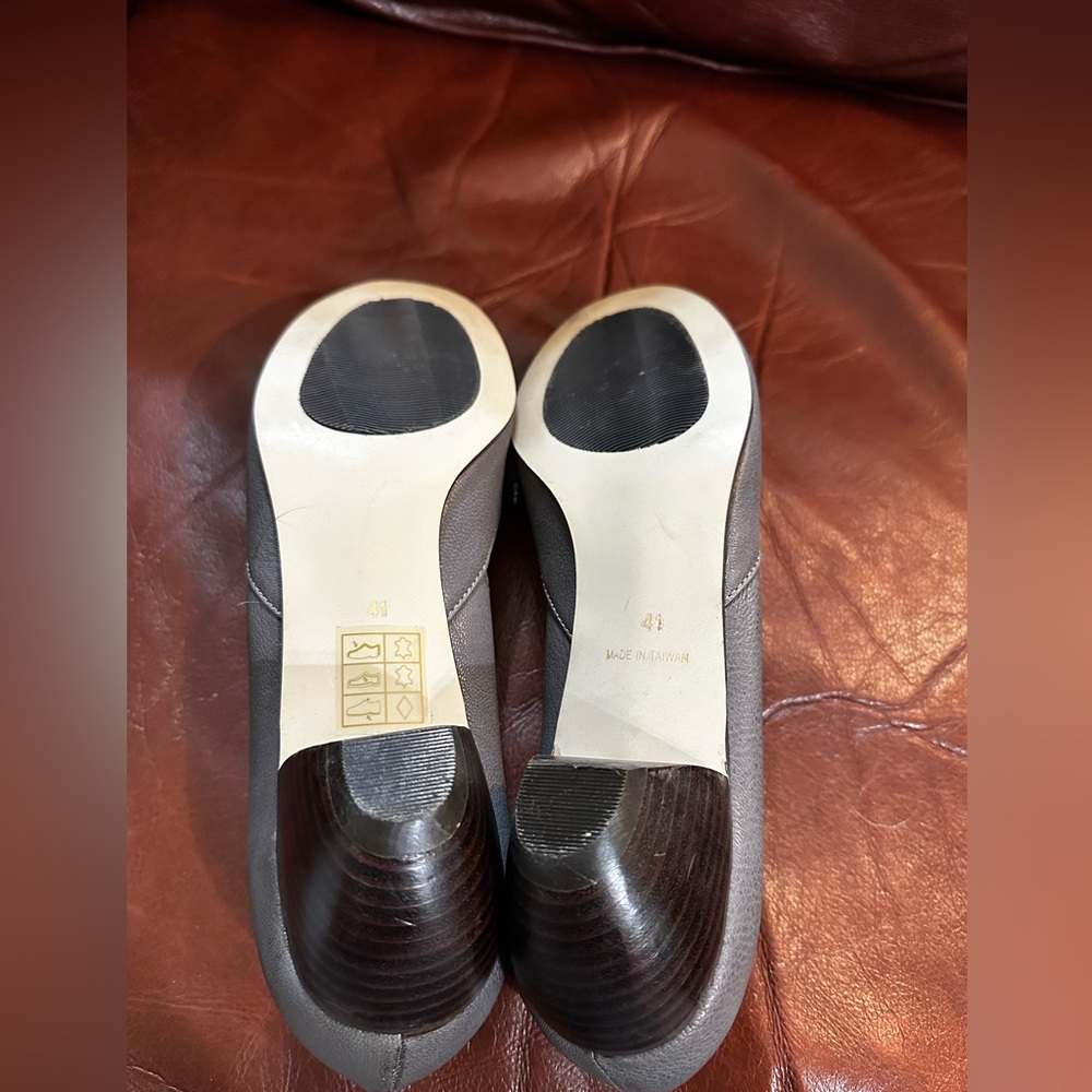 All Black - Grey Peep Toe Heels Size 41 (US Size 10.5) - Picture 8 of 11